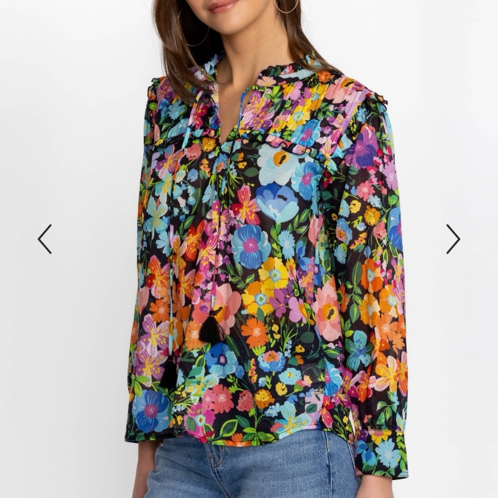 Johnny Was Wild Bloom Ruffle Yoke Blouse XXL - Picture 2 of 15